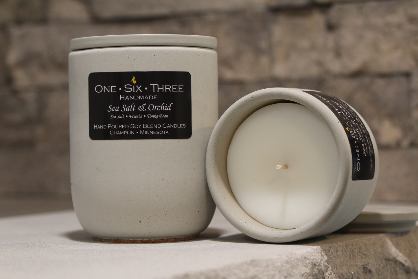 Sea Salt & Orchid Concrete Candle
