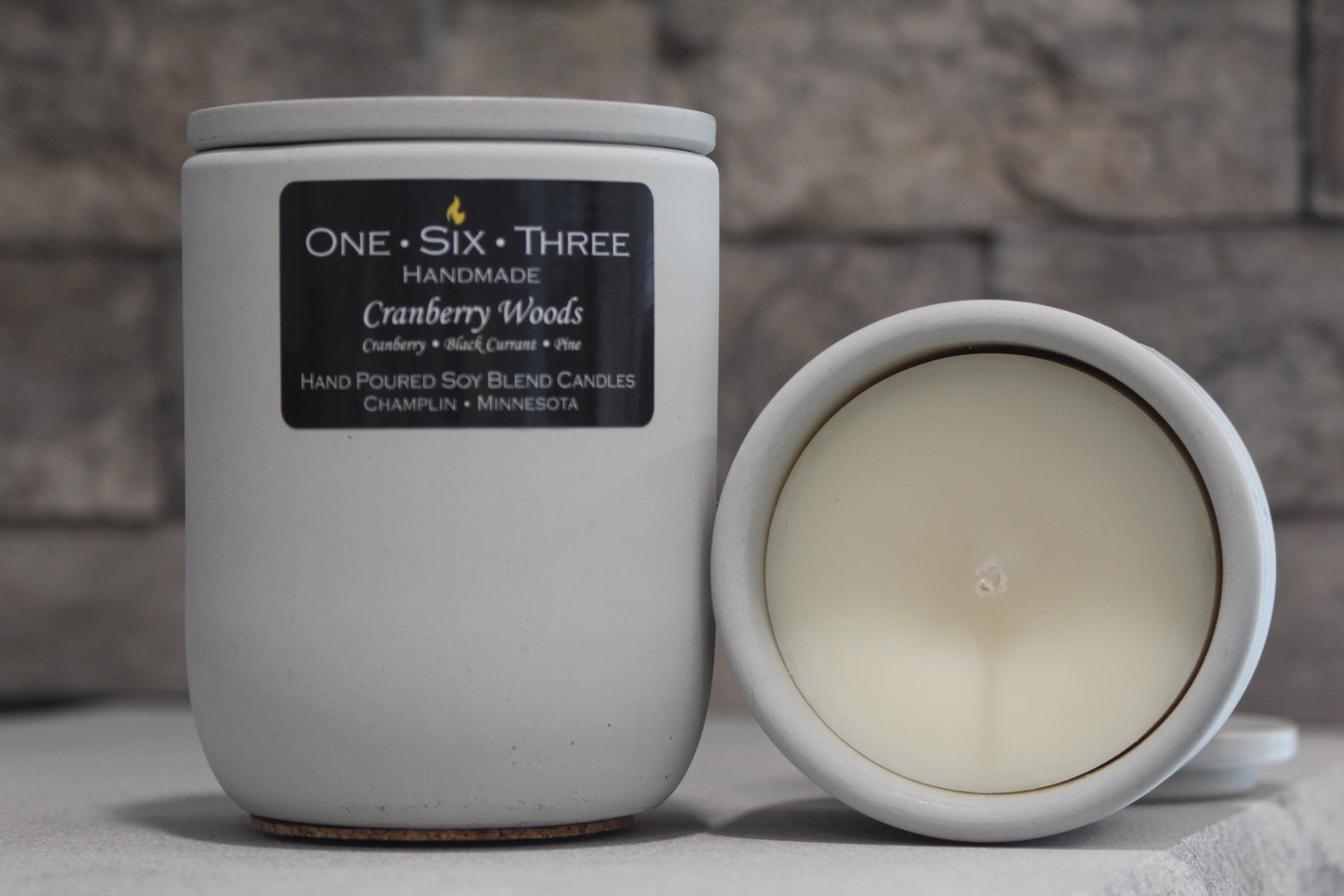 Cranberry Woods Concrete Candle