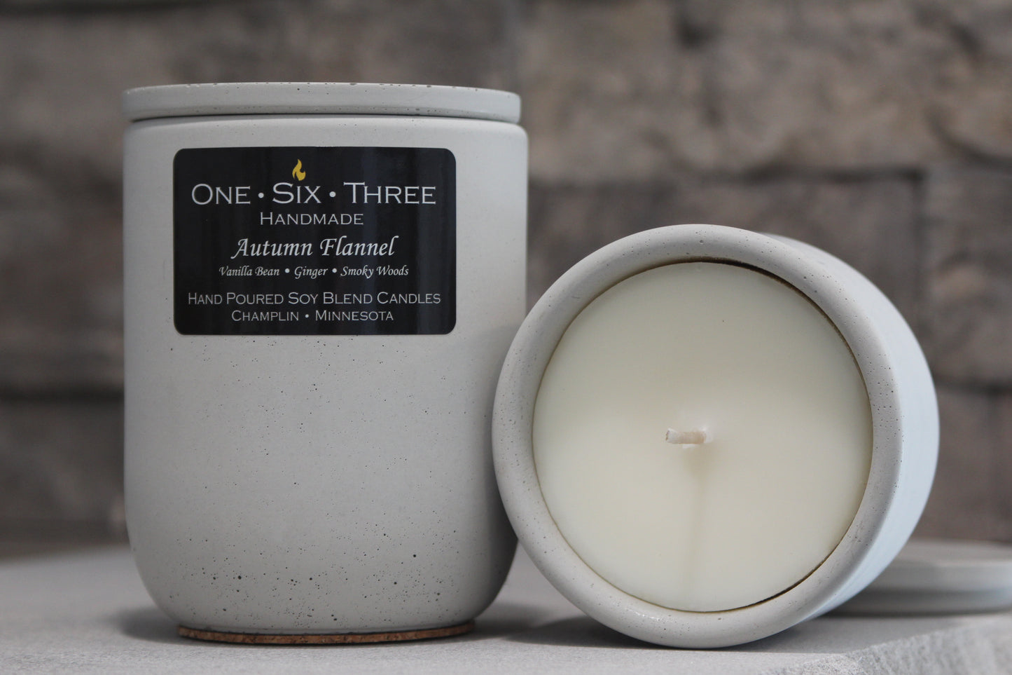 Autumn Flannel Concrete Candle