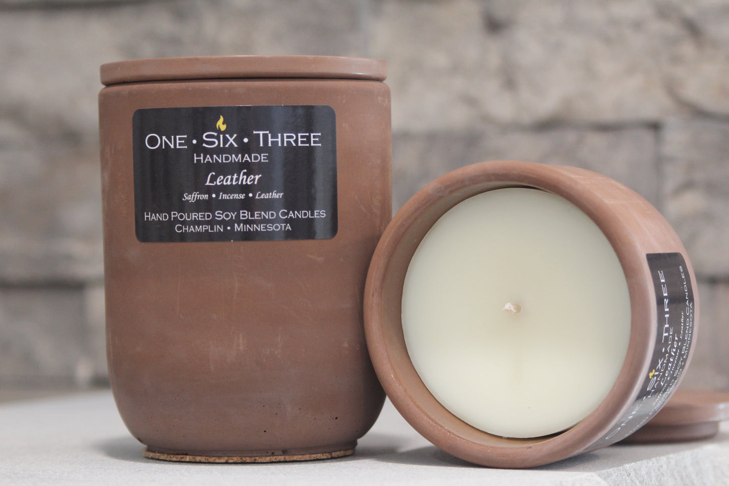 Leather Concrete Candle